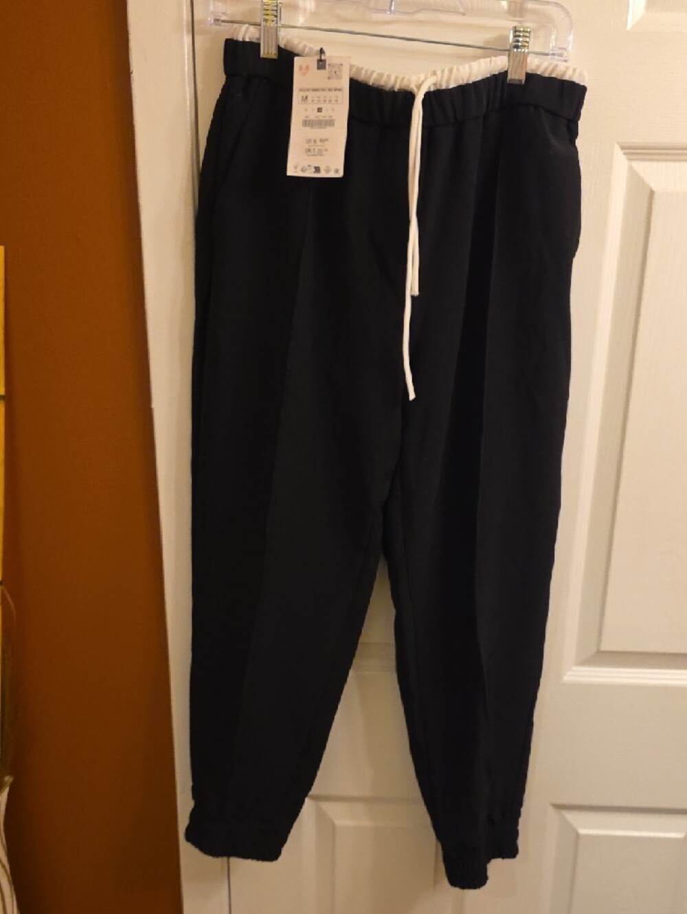 ZARA Navy Jogger Sweatpants with White Drawstring - Picture 6 of 9